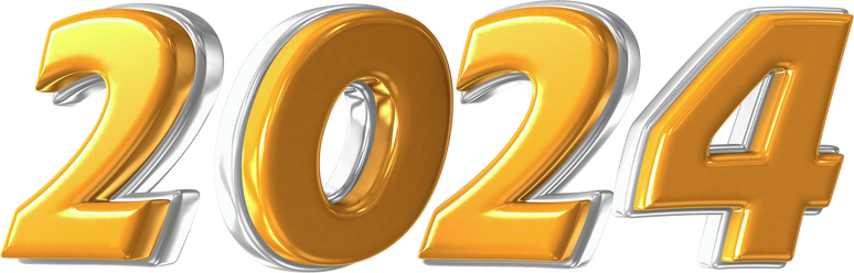 Number 2024 New Year Gold 3D